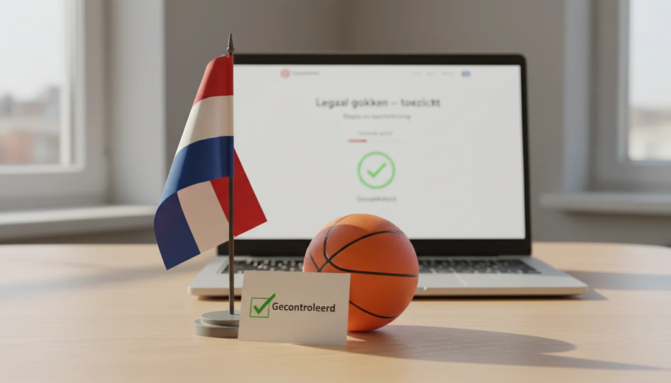 Nederlandse vlag naast een basketbal als symbool van legaal NBA wedden