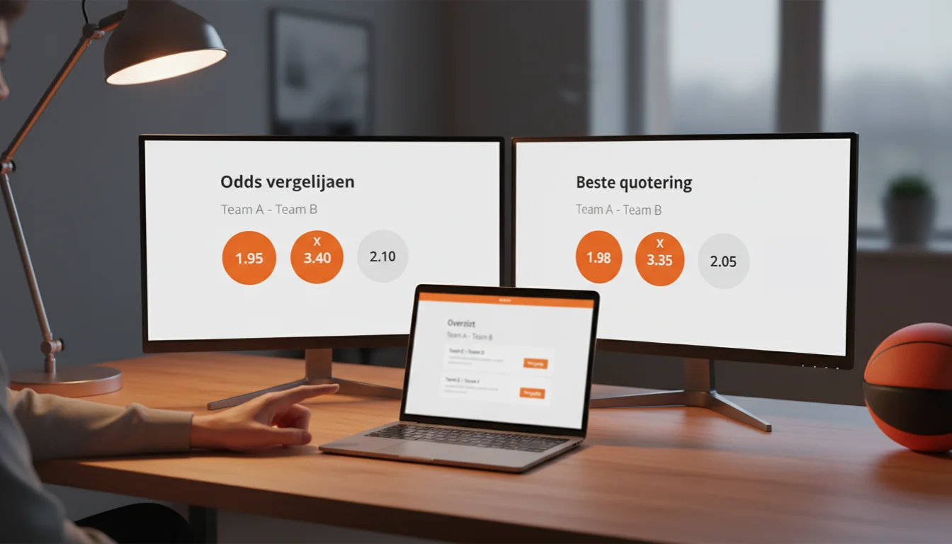 Meerdere schermen met NBA-odds naast elkaar voor vergelijking