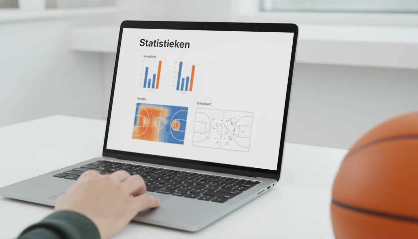 NBA-statistieken en data-analyse op een laptopscherm