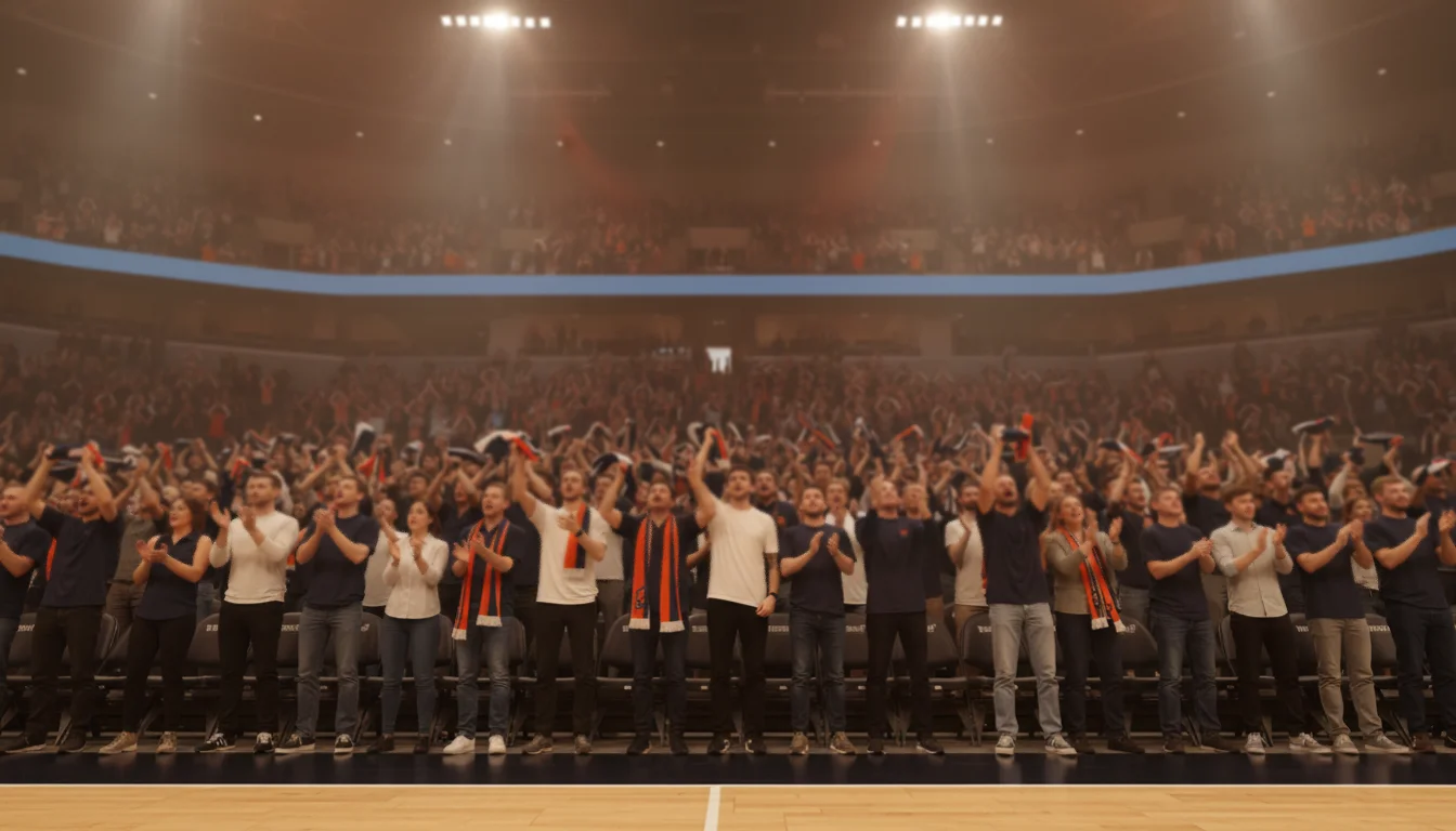 Enthousiast thuispubliek in een NBA-arena als symbool voor thuisvoordeel