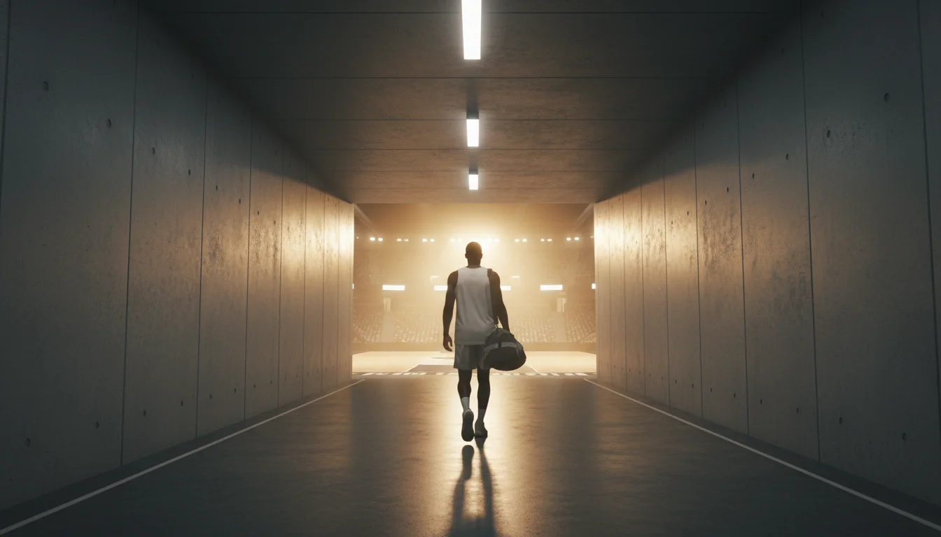 NBA-speler in een nieuw team-shirt als symbool voor de trade deadline