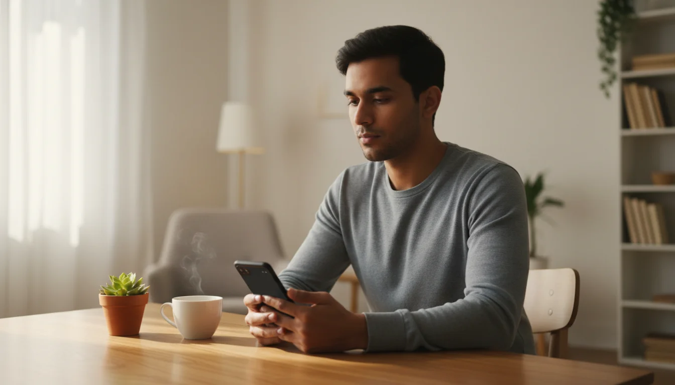 Persoon stelt bewust speellimieten in op een smartphone